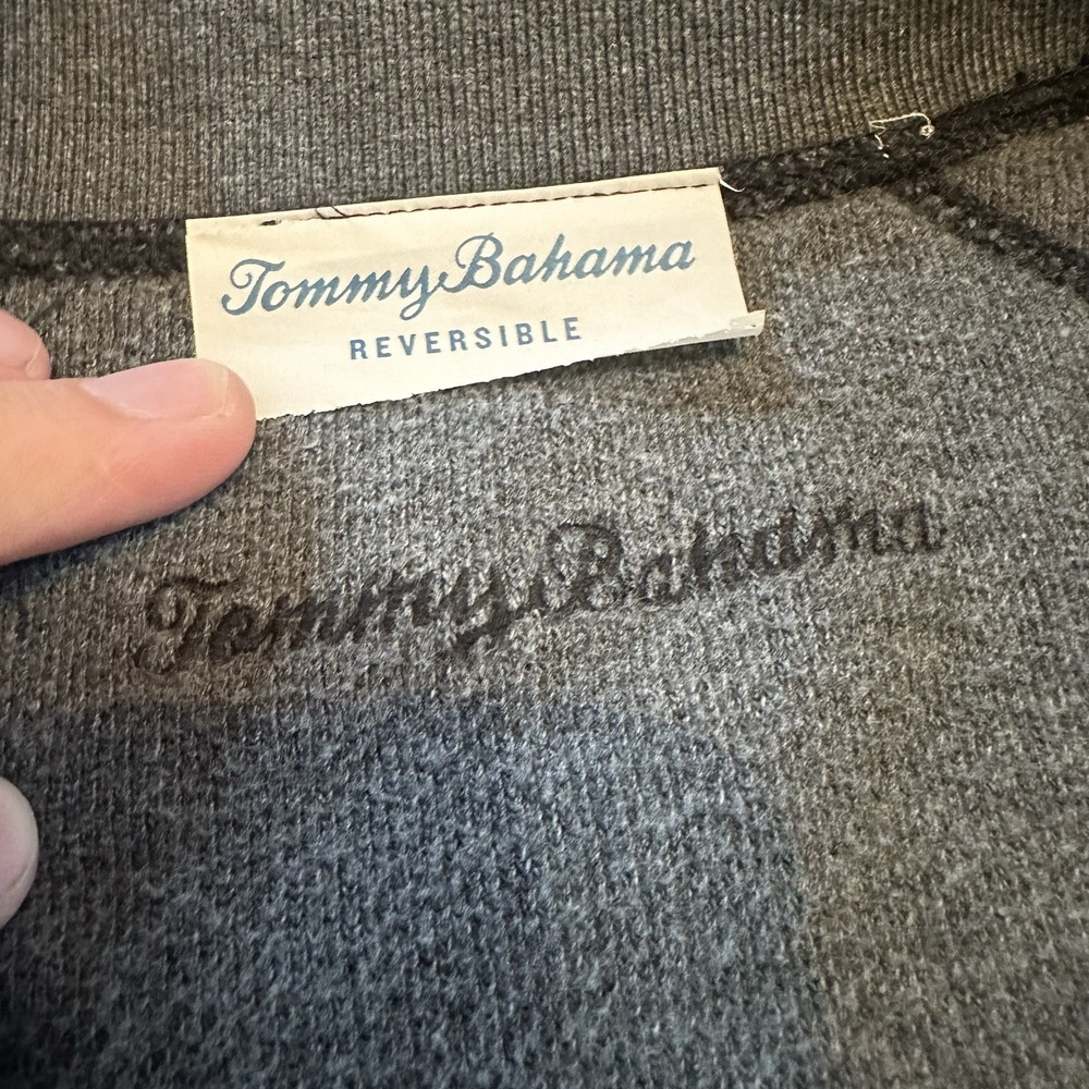 Tommy Bahama Flip Coast Full Zip Vest Mens XL Reversible Heather Cotton Gray - Picture 3 of 10